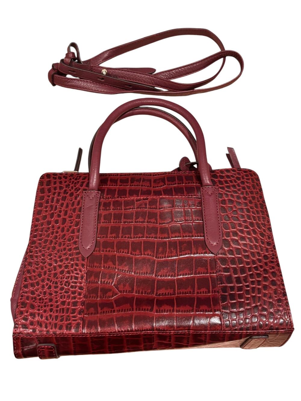Radley London Burgundy Croc Embossed Leather Satchel